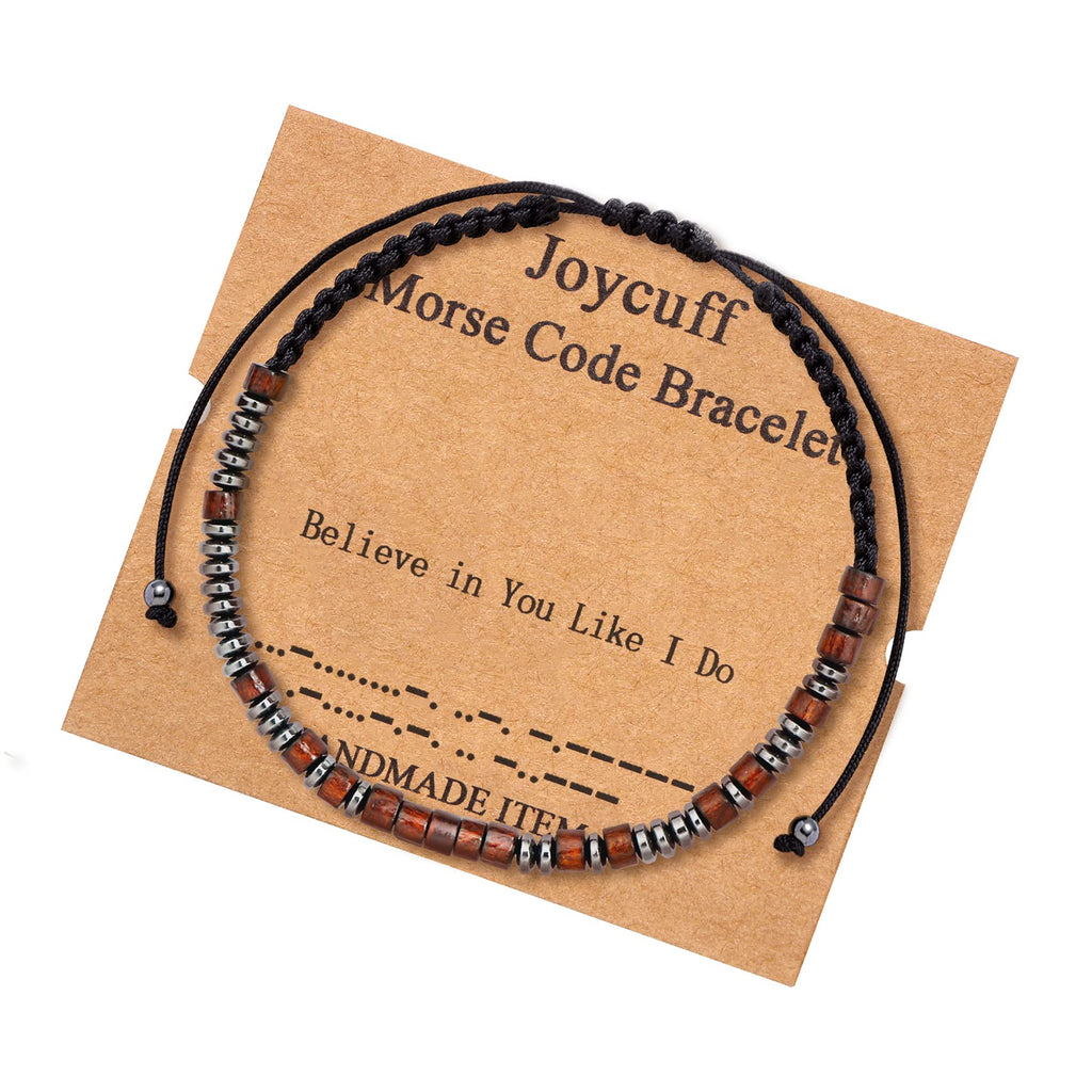 JoycuFF Believe in You Like I Do Morse Code Bracelets for Women Men Daughter Son Sister Friends Classmates Birthday Christmas Gr