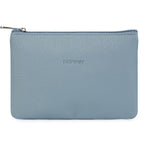 Narwey Small Makeup Bag for Purse Vegan Leather Travel Makeup Pouch Mini Cosmetic Bag Zipper Pouch for Women (Greyish Blue)