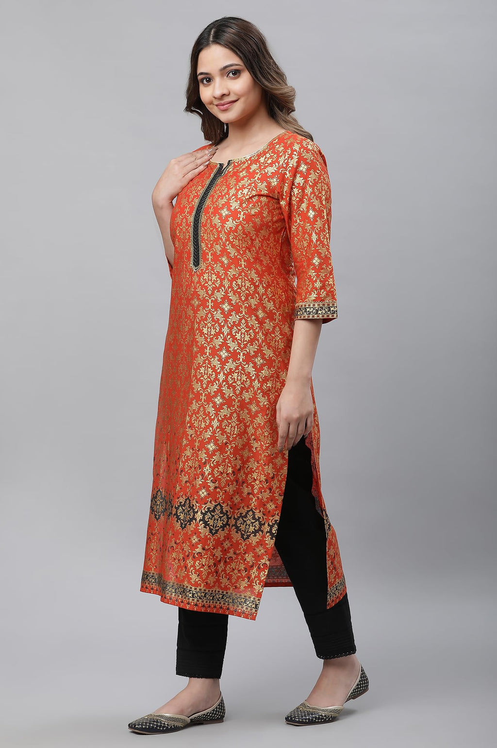 Aurelia Womens Cotton Regular Shirt (23AUA14531-507620_Burnt Orange