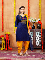 Aarika Girls Cotton Regular Tunic Shirt (Kurti-H-3_Navy Blue_40)