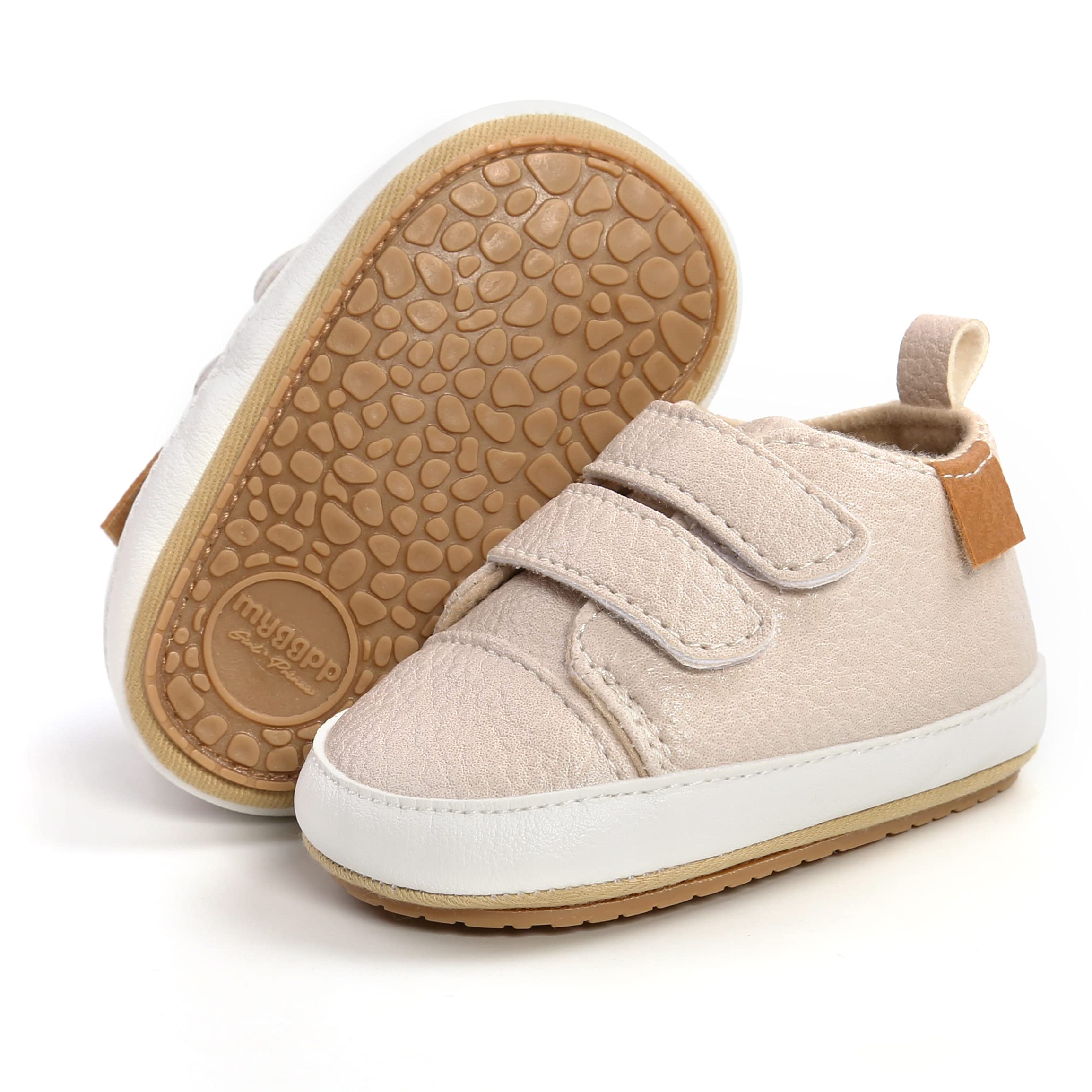 BABSMULY Baby Boys Girls Shoes Non-Slip Rubber Sole High-Top PU Leather Sneakers Infant First Walking Shoes Toddler Crib Shoes N