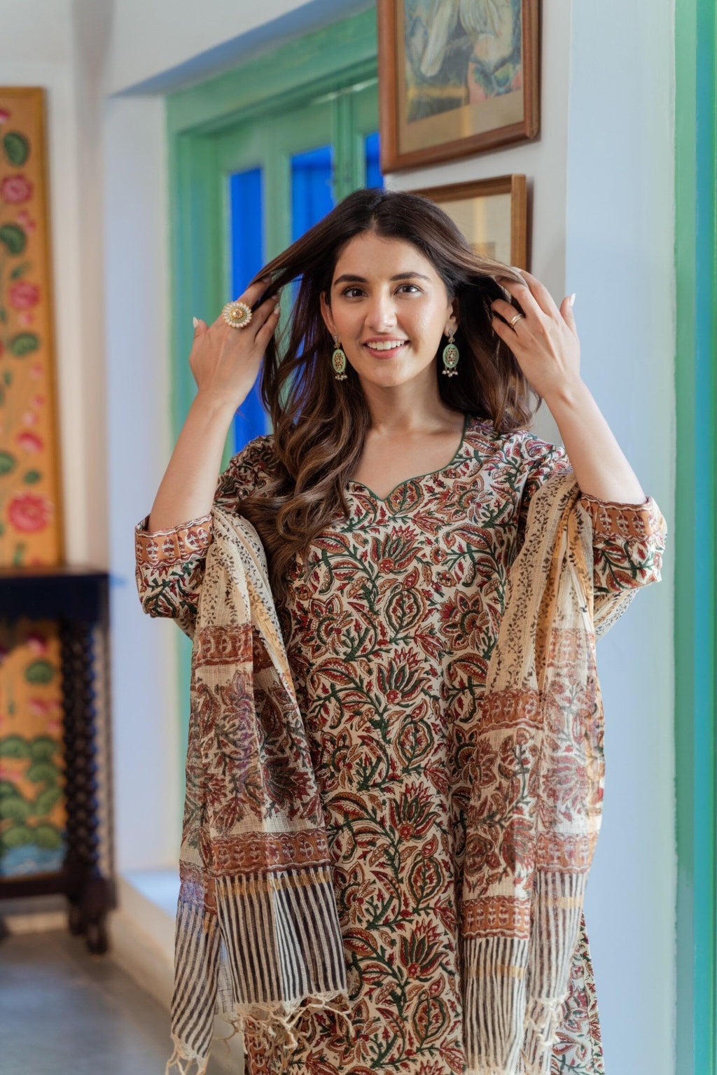 Anni Designer Women'S Casual Style Rayon Blend Kurta With Pant & Dupatta