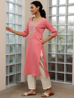 Libas Women'S Polyester Yoke Design Straight Kurtas