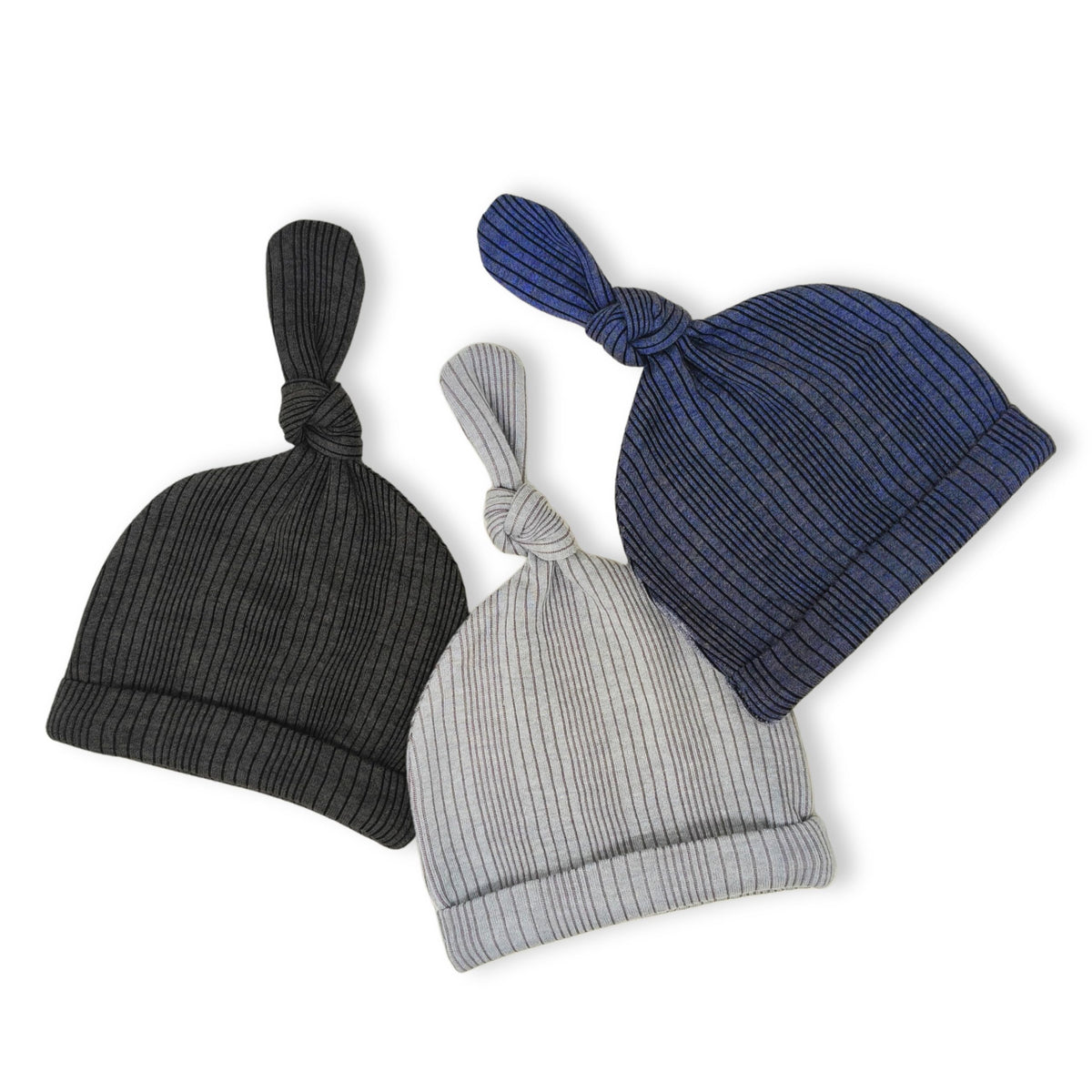 The Boo Boo Club Baby Cotton Blend Knot Cap Set | Soft & Breathable Newborn Caps | Baby Head Cap | Pack Of 3 (03 M) Multicolour 0-3