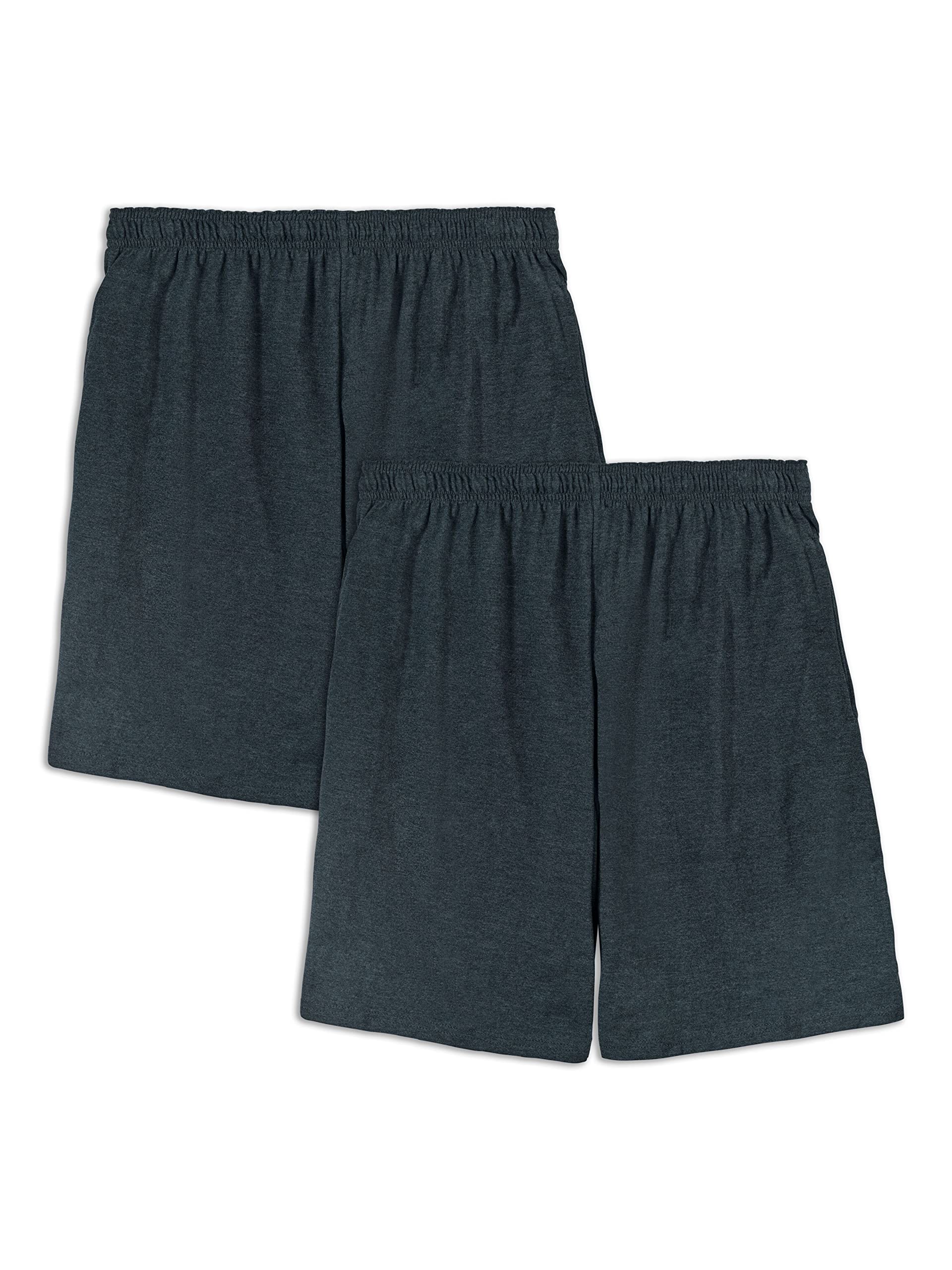 Fruit of the Loom Men's Eversoft Cotton Shorts with Pockets (S-4xl), 2 Pack-Black Heather
