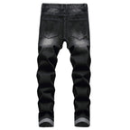 QIMYUM Mens Ripped Jeans, Distressed Destroyed Slim Fit Straight Leg Denim Pants (36, Black702)