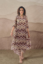 Toochki Dress For Women | Two Piece Dress For Women Long | Dress | Maxi Dress For Women | Dresses | Zig Zag Printed Dress | Cott