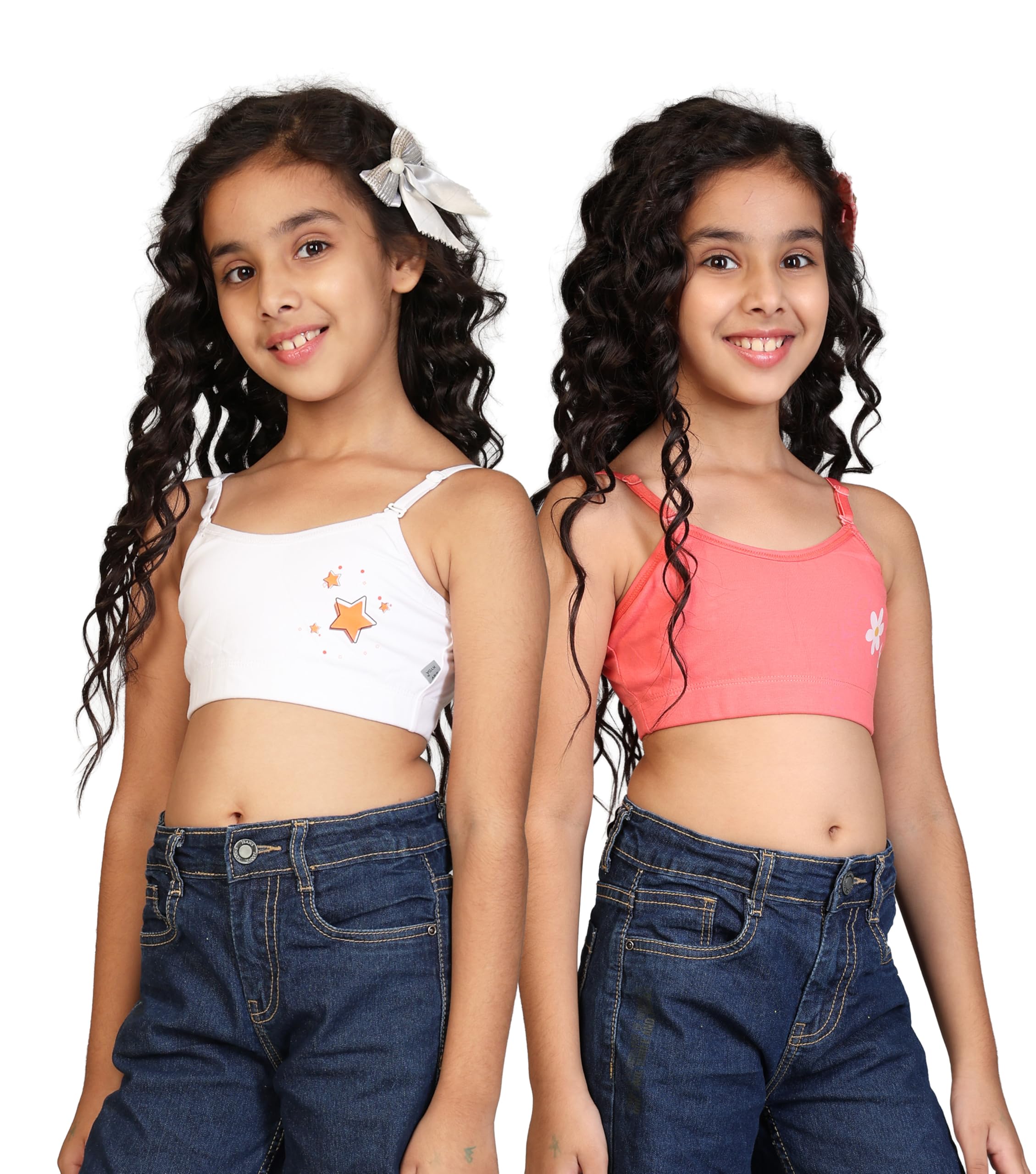 Kyda Kids Girls Antibacterial Printed Cotton Non Padded, Beginners Bra For Girls
