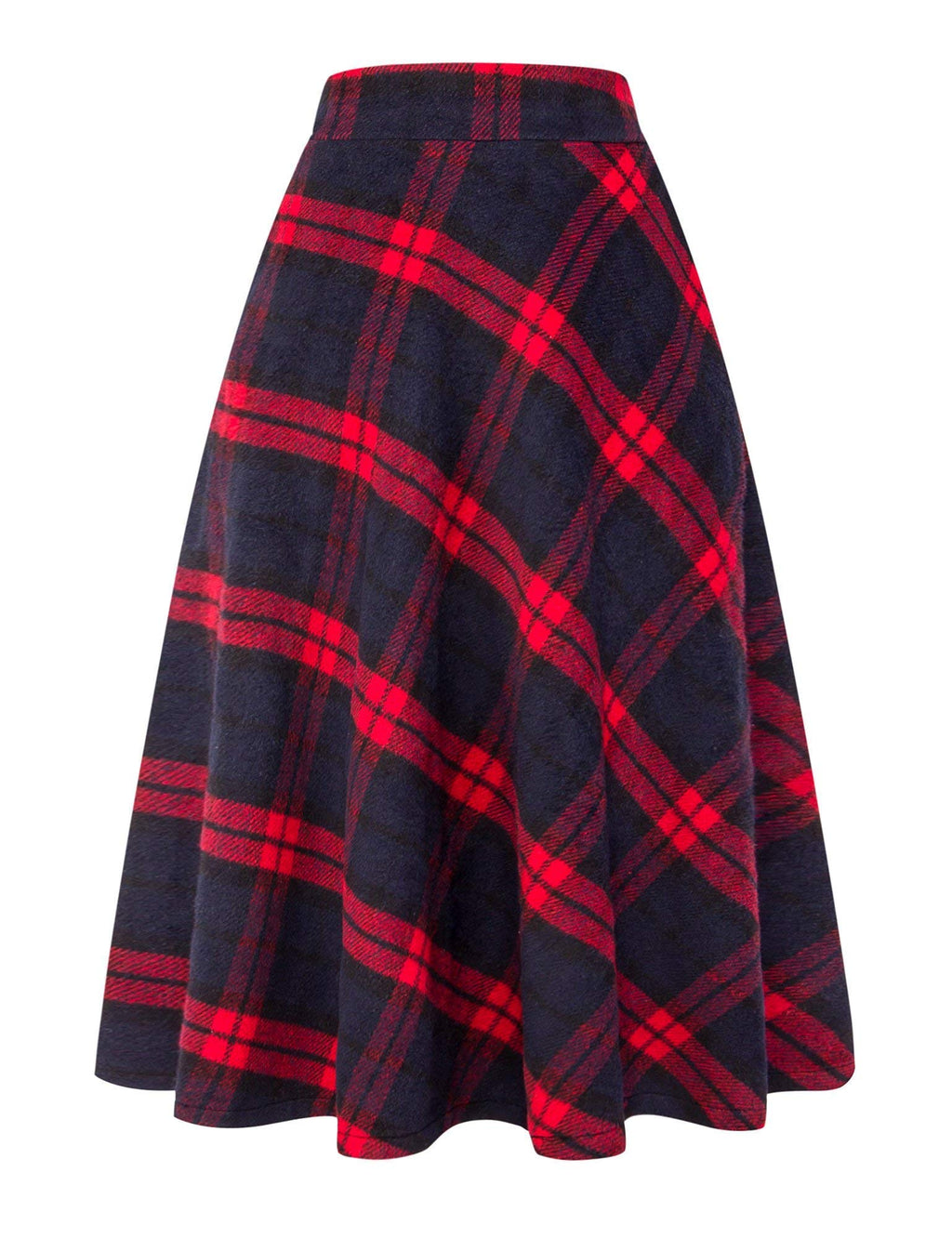 IDEALSANXUN Christams Skirt Red Plaid Skirts for Women Gifts Christmas Outfits Clothes Wool Tartan Tweed Sweater Dresses, Long R
