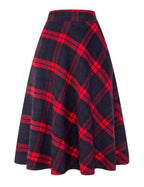 IDEALSANXUN Christams Skirt Red Plaid Skirts for Women Gifts Christmas Outfits Clothes Wool Tartan Tweed Sweater Dresses, Long R