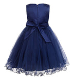 JerrisApparel Little Girls' Sequin Mesh Flower Ball Gown Party Dress Tulle Prom (3T, Navy Blue)