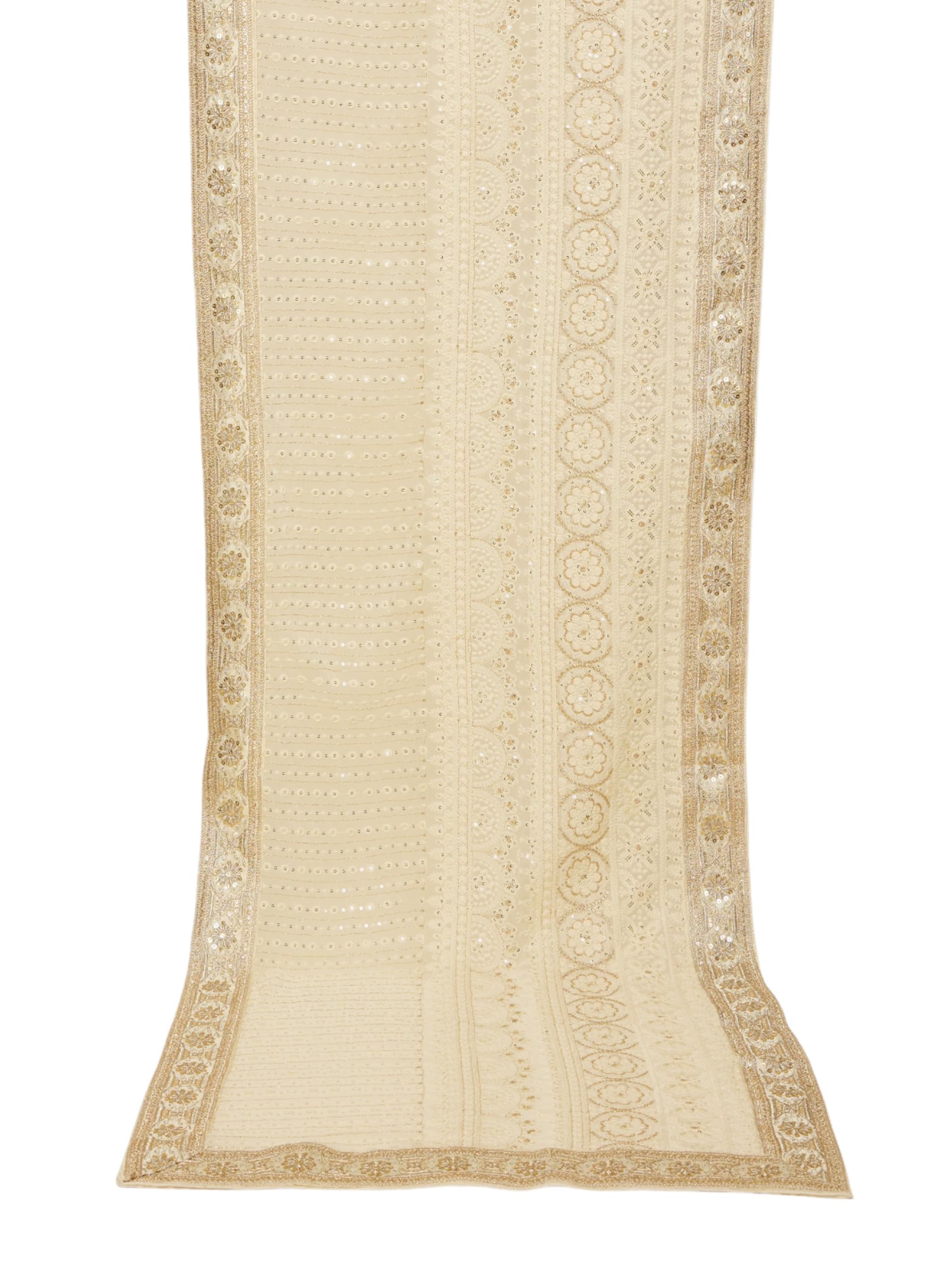 Manyavar MenS Georgette Chikankari Sequin Dupatta (Cream,2.65 M)