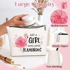 GevGuxLuo Flamingo Gifts for Flamingos Lovers, Flamingo Makeup Bag for Women with Mirror, Flamingos Birthday Gifts for Daughter