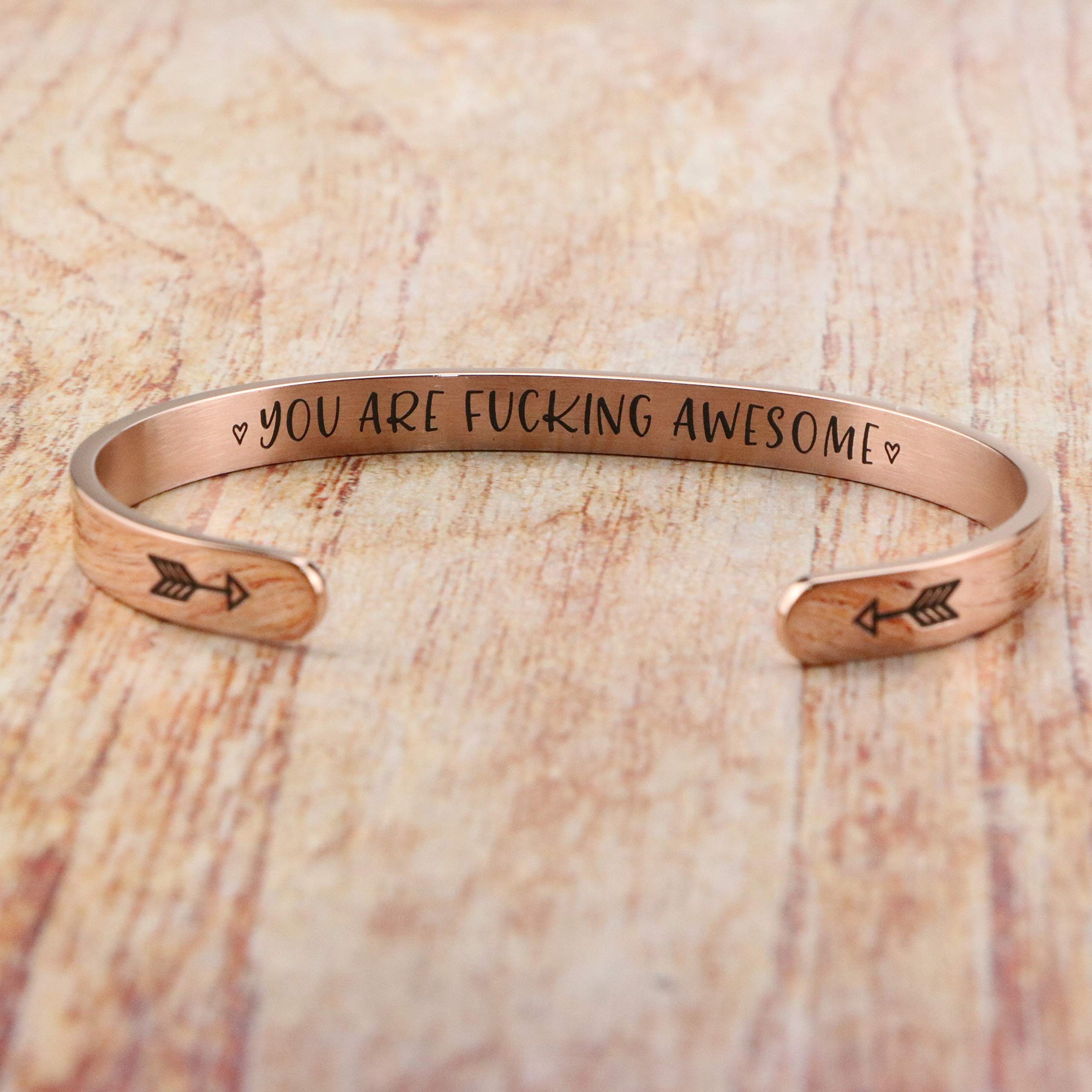 JoycuFF Inspirational Gift for Her Friend Birthday Christmas Gifts Women Cuff Bracelets Encouragement Friendship Jewelry You Are