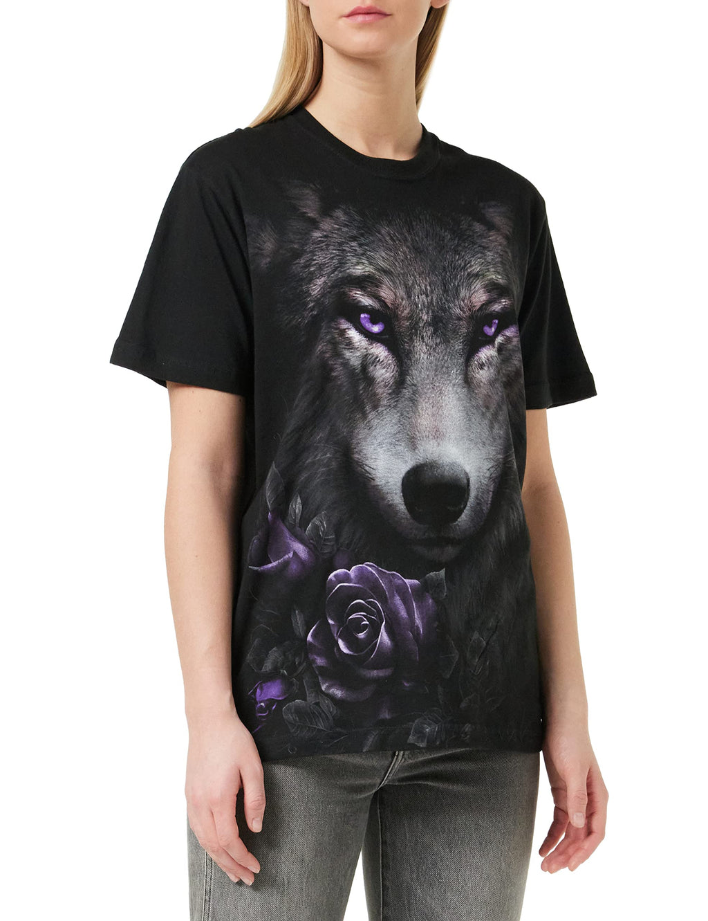 Spiral - WOLF ROSES - Front Print T-Shirt Black - XL