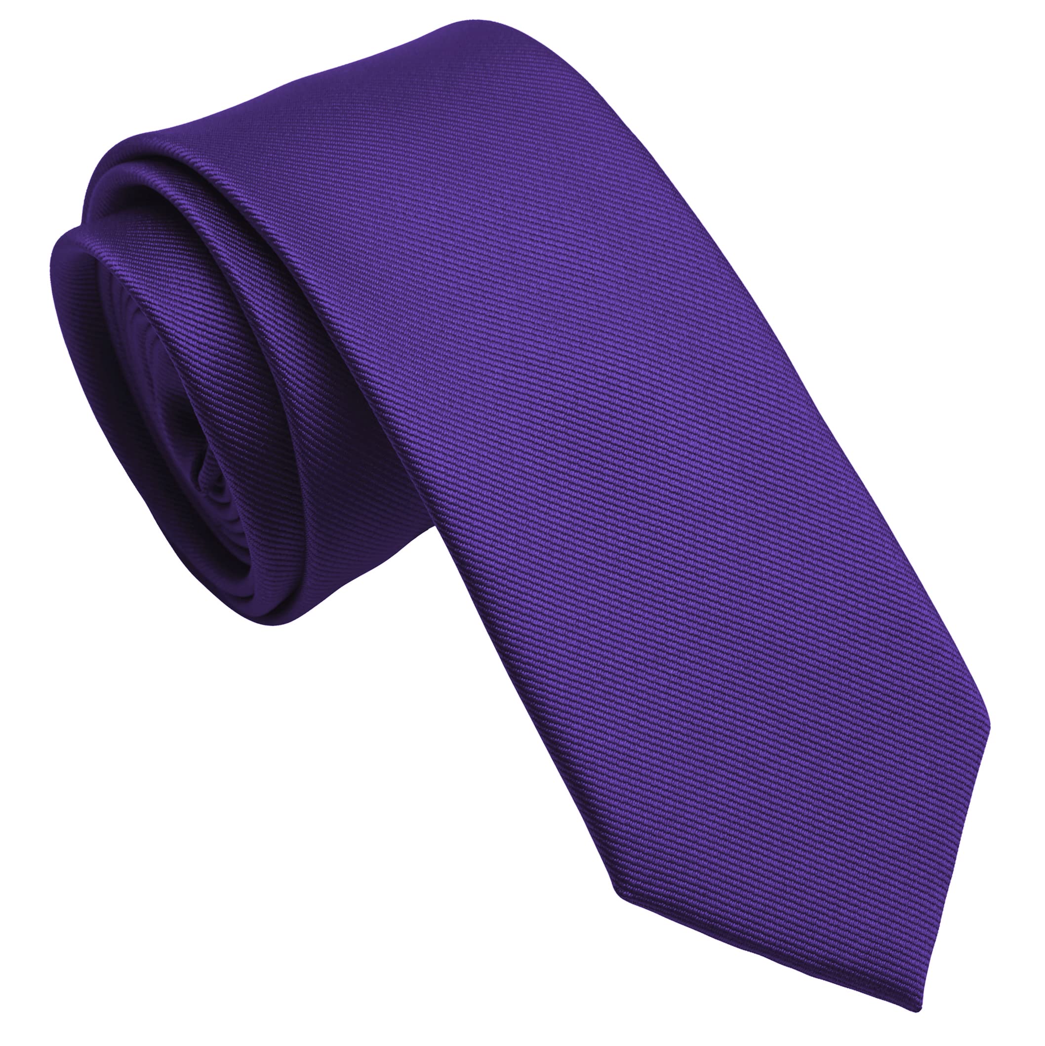 ZENXUS Solid Skinny Ties for Men, 25 inch Slim Royal Purple Necktie