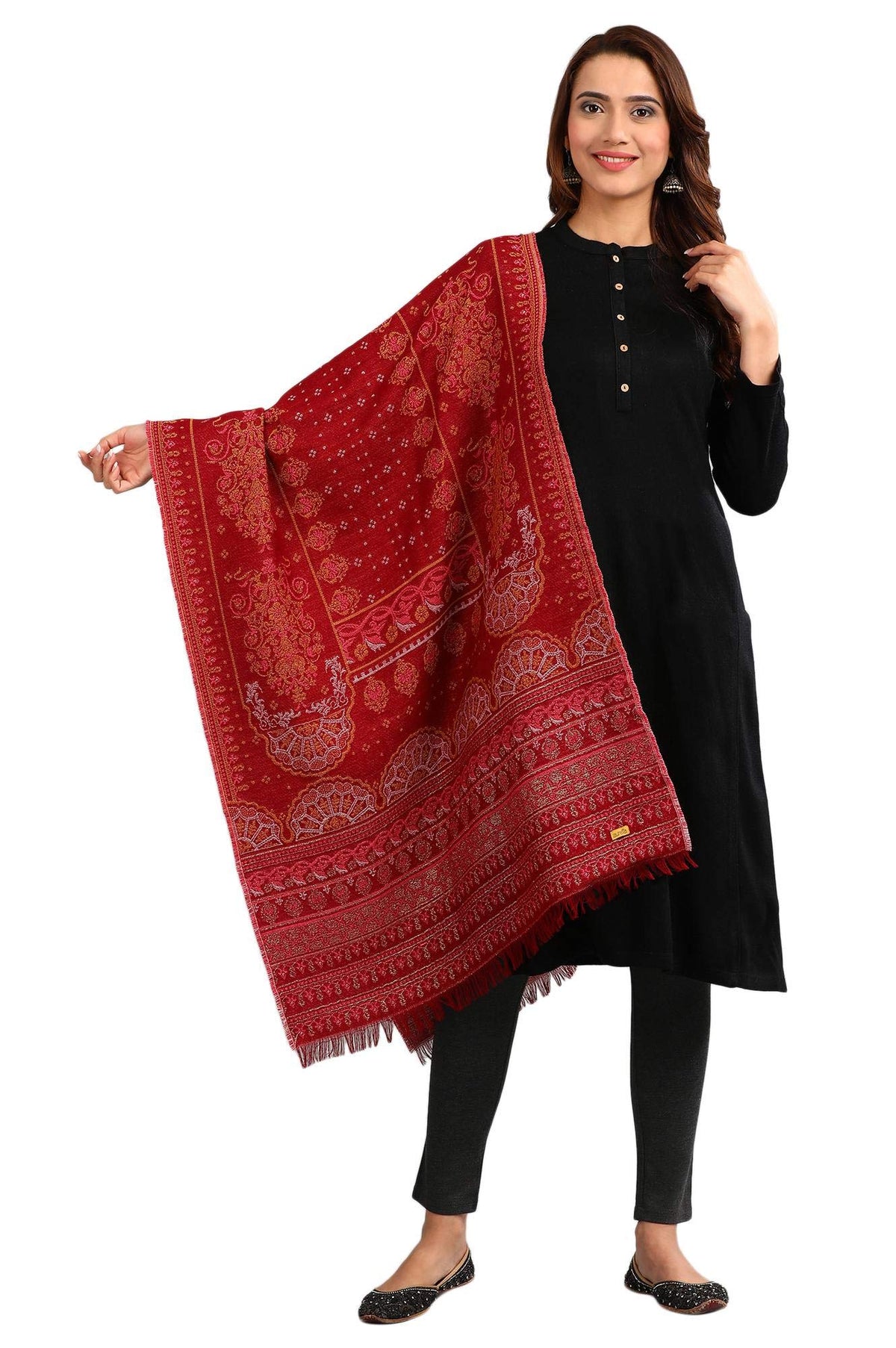 Aurelia Womens Synthetic Stole (19NOA80023-700672_Red_Fs)