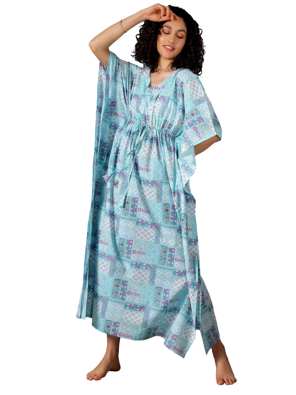Libas WomenS Cotton Regular Night Suits Nightgown (50282_Blue_L)