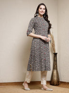 Stylum WomenS Floral Printed Cotton A-Line Kurta