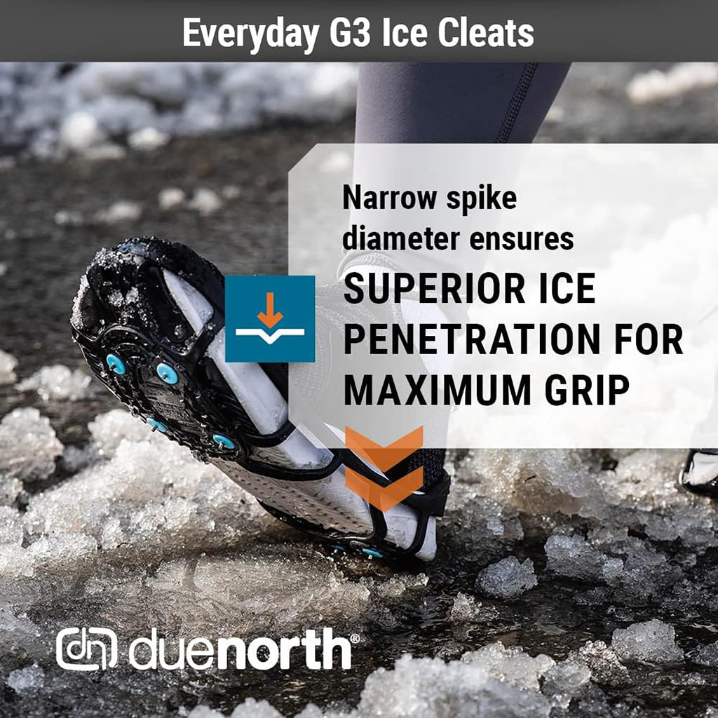 Due North Everyday G3 Ice Cleats for Shoes & Boots - Traction Spikes for Men & Women to Improve Grip on Snow & Ice