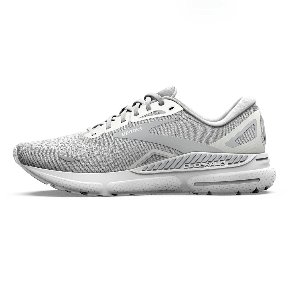 Brooks Womens Adrenaline GTS 23 Supportive Running Shoe - White/Oyster/Silver - 8 Medium