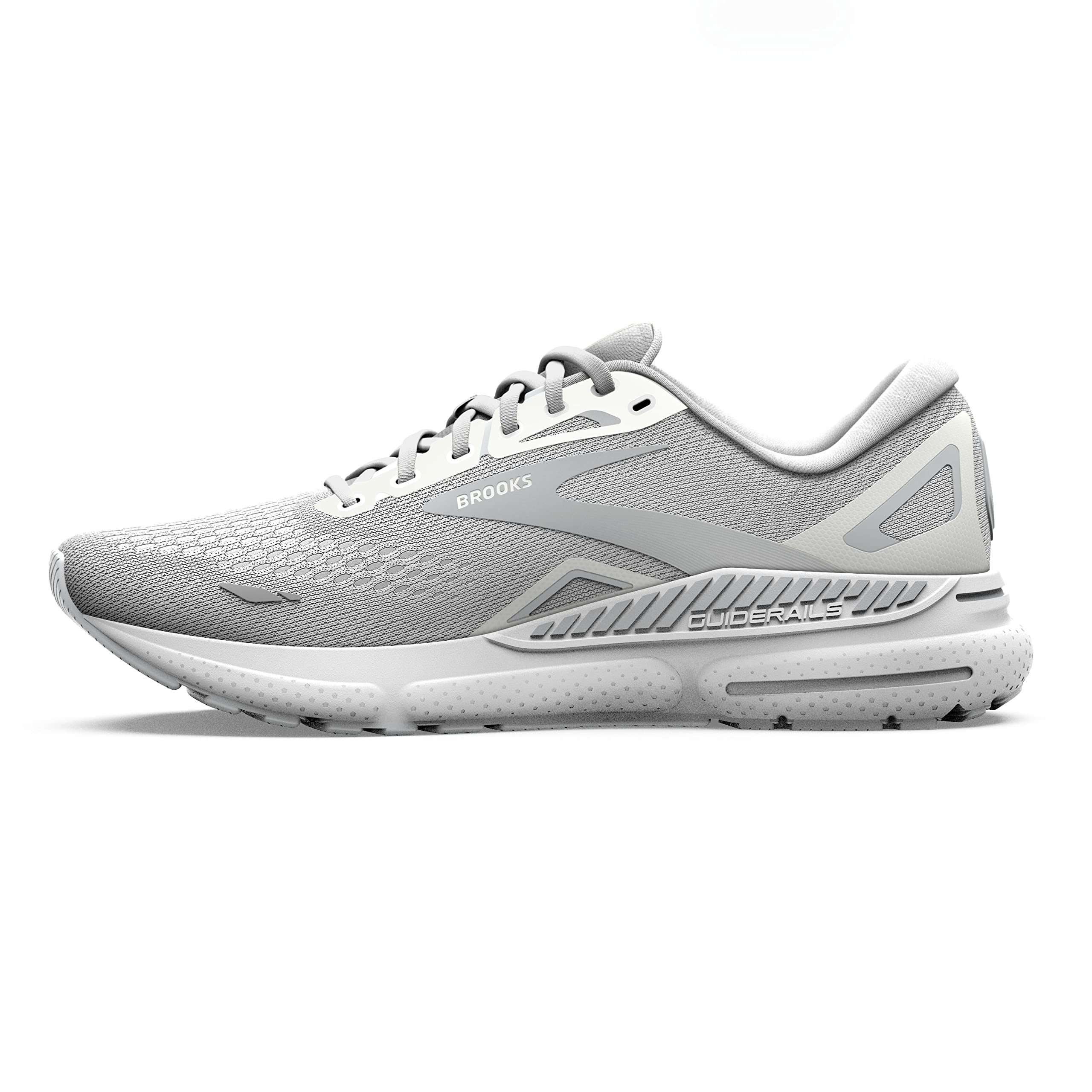 Brooks Womens Adrenaline GTS 23 Supportive Running Shoe - White/Oyster/Silver - 8 Medium