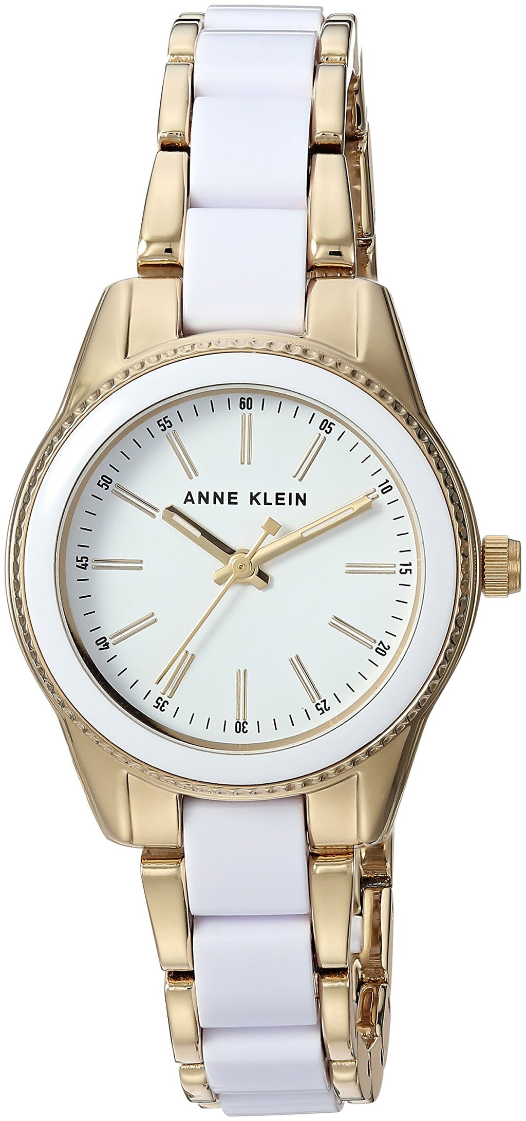 Anne Klein Women's AK/3212WTGB Gold-Tone and White Resin Bracelet Watch