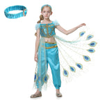 Dressy Daisy Arabian Princess Costume with Headband Halloween Party Fancy Dress Up Belly Dance Wear Outfit for Little Girls Size