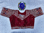 Pujia Mills WomenS Ethnic Wear Golden Codding With Multi Embroidery Sequence Work Sweetheart Neck Half Sleeve Readymade Bridal