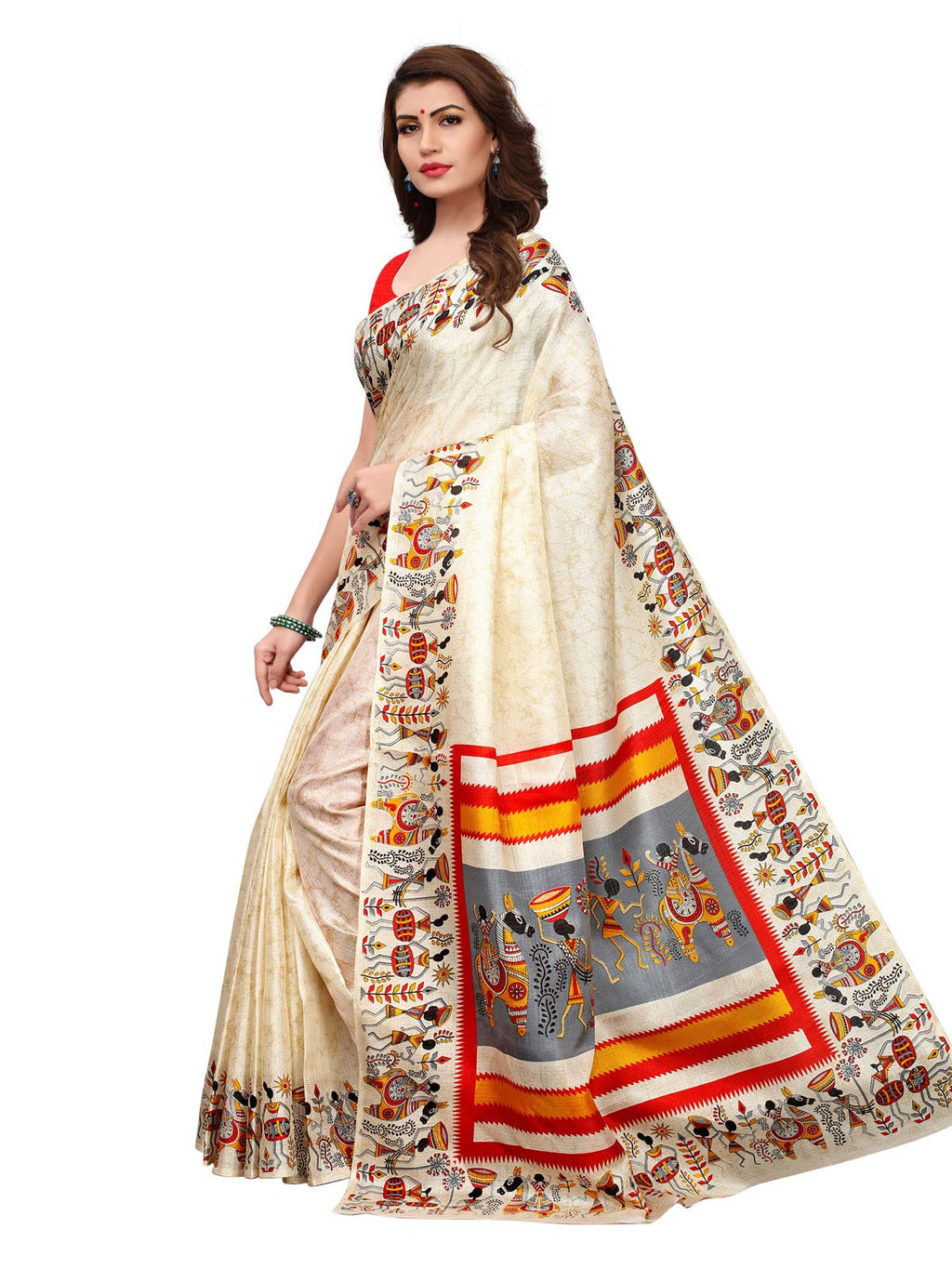 Satrani Womens Art Silk Saree With Blouse Piece
