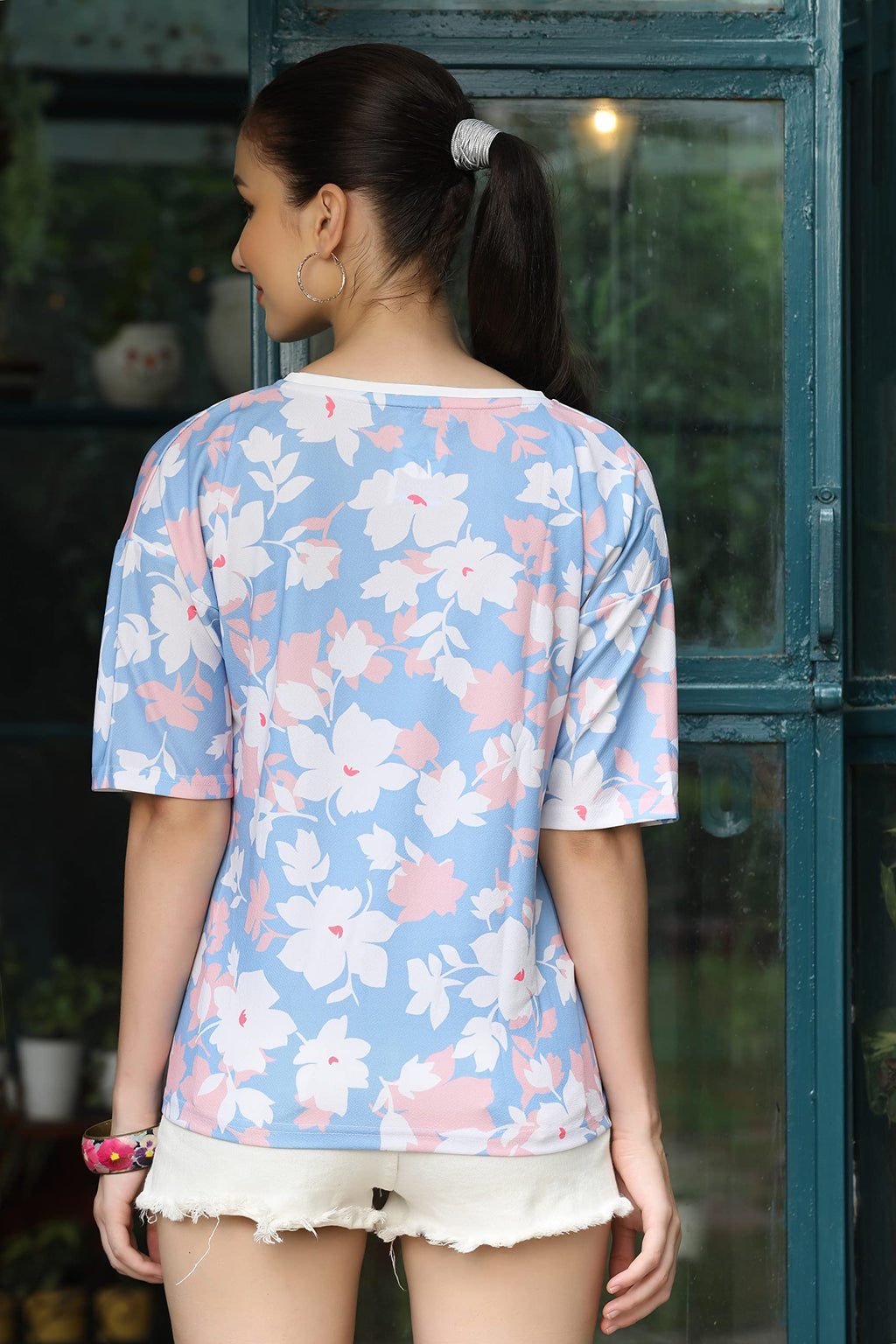 Leriya Fashion Women Floral Print Top With Half Sleeves For Office Wear, Casual Wear Western Top Short Sleeve Pajama Sleep Night
