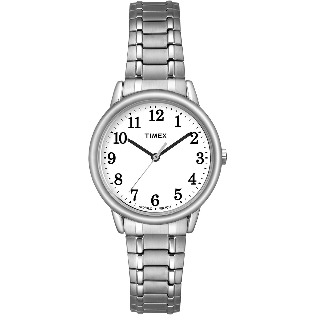 Timex Women's Easy Reader 30mm Watch - Silver-Tone Case White Dial with Silver-Tone Stainless Steel Expansion Band
