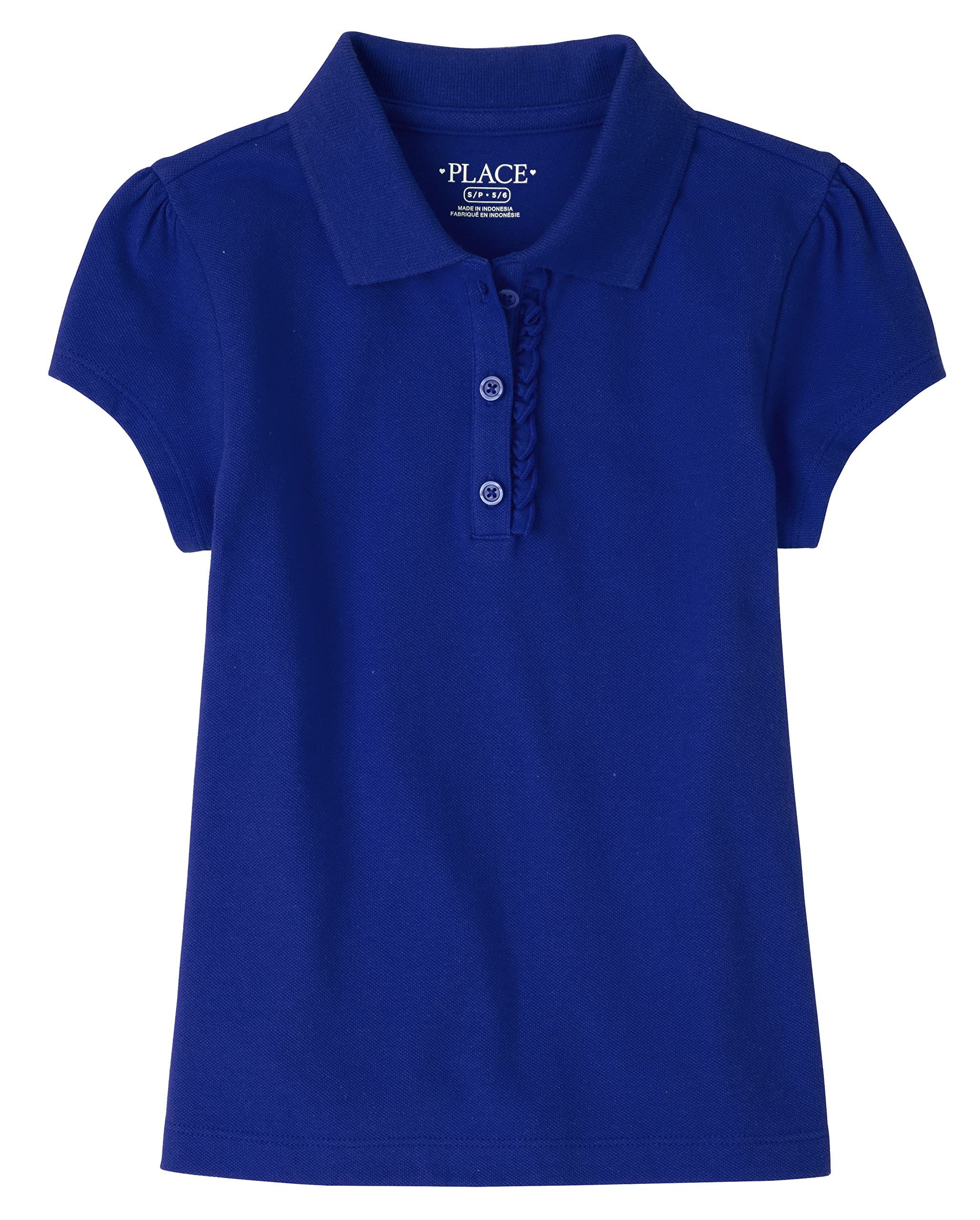 The Children's Place girls Uniform Ruffle Pique Polo Shirt, Renew Blue, X-Small US