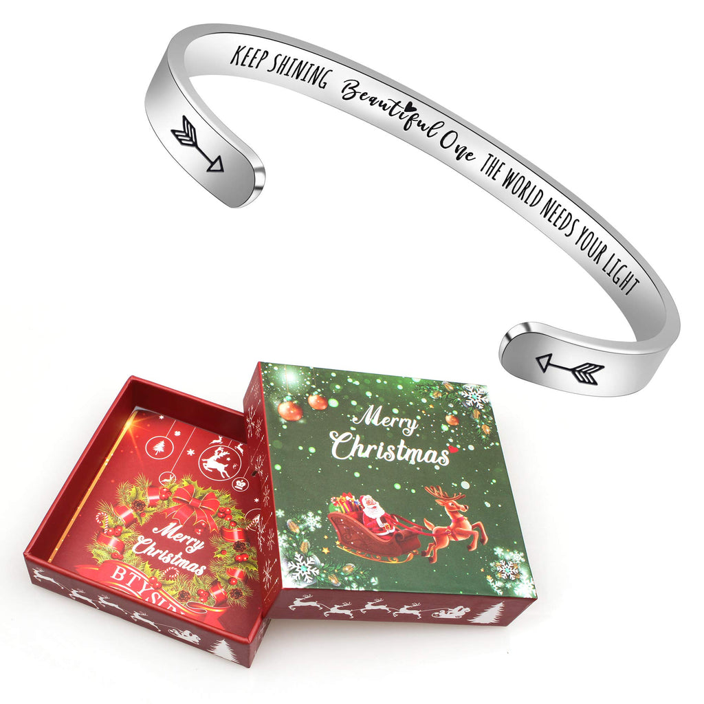 Btysun Women Gifts for Christmas Inspirational Bracelets for Women Christmas Gifts for Teenage Girls Xmas Gift Cuff Bracelet