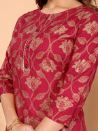 Rangita Maroon Rayon Straight Printed Knee Length Kurti | Kurta For Women_Xl