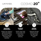 Lay-n-Go Cosmo Drawstring Makeup Bag Organizer, Water-Resistant Cosmetic Pouch for Travel, Stylish & Durable Toiletry Bag, Machi