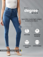 Dolce Crudo Womens Blue Skinny High Rise Clean Look Fringe and Silky Denim Tape Detailing Cropped Denim Jeans(DOSS19DEN07-26-11