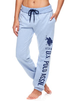 U.S. Polo Assn. Essentials Womens Lounge Pants with Pockets, French Terry Sweatpants for Women (Blue Yonder Heather, Large)