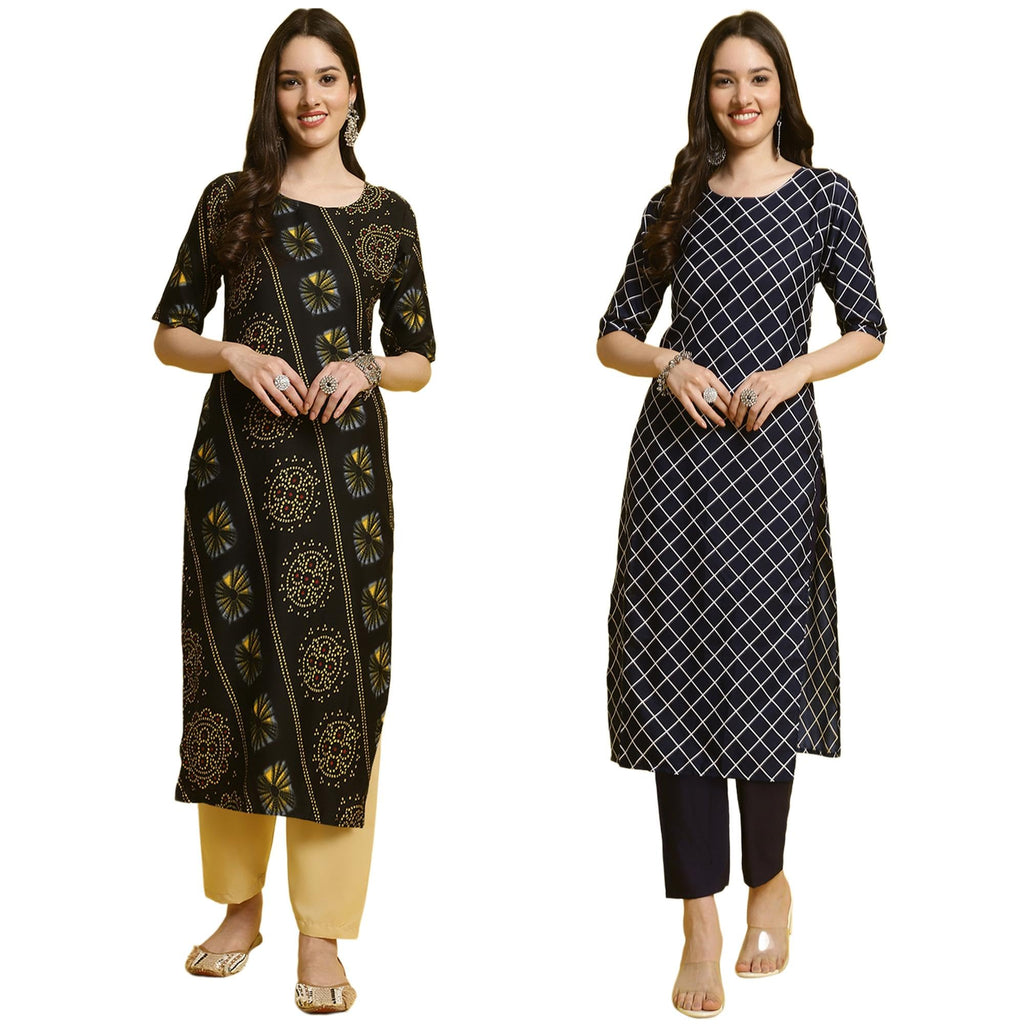 Tee Projekt Straight Kurta & Pant For Women Ethnic Kurta Set For Women (Pack Of 2)