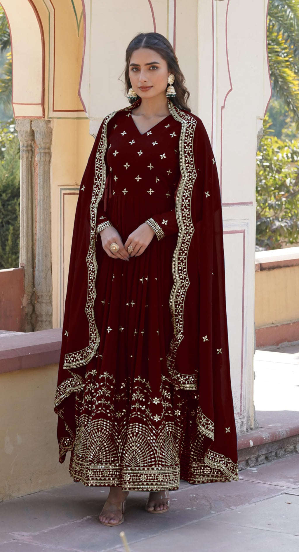 Wedani Georgette Anarkali Kurta Set with Dupatta For women