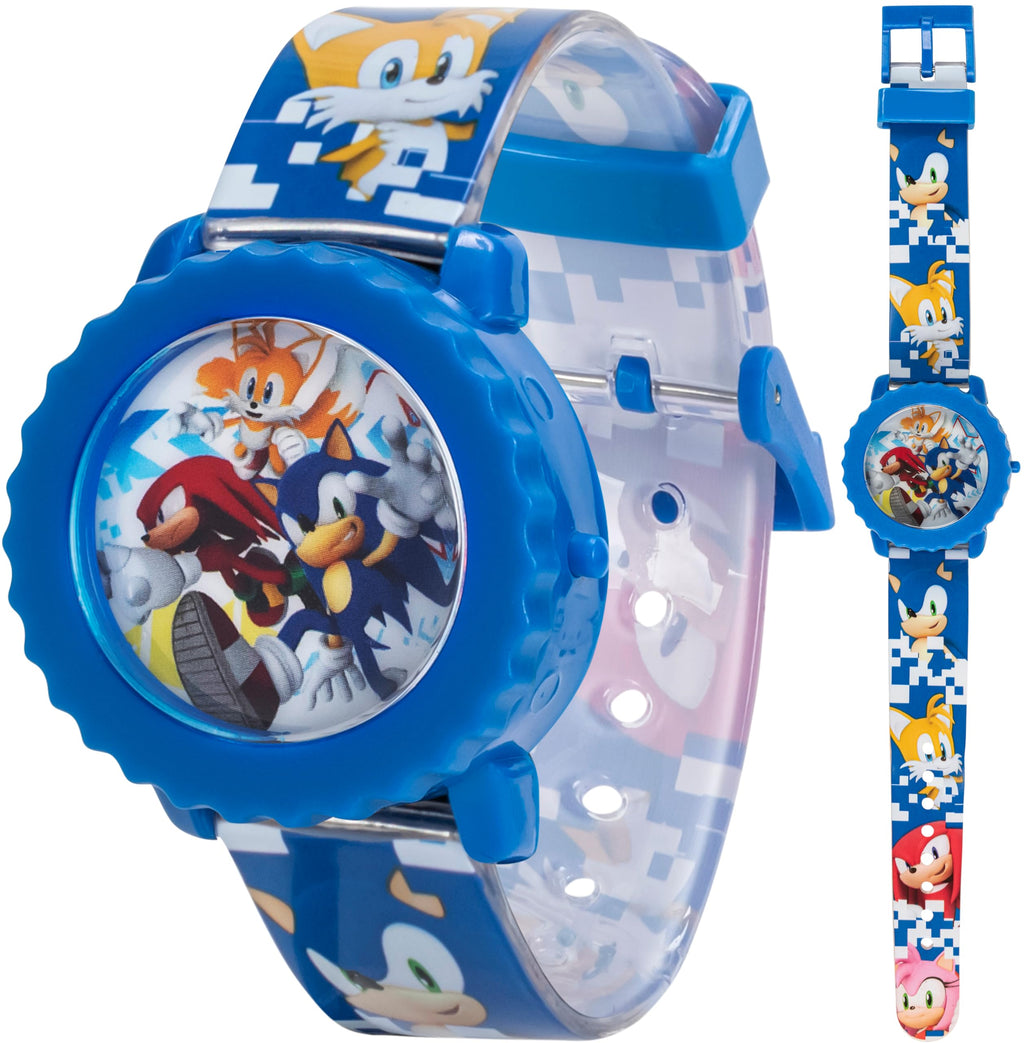 Sonic The Hedgehog Kids Digital Watch - Flashing LED Light-Up Display, Easy-to-Read Time, Adjustable Strap, and Sonic Character 