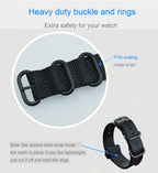 MZBUTIQ 28mm Black Nylon Watch Strap Men's Watch Band Replacement PVD Buckle 5 Rings