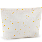 ZLFSRQ Daisy Flower Makeup Bag Travel Cute Floral Cosmetic Bags for Women Large White Makeup Pouch Zipper Cosmetic Pouch for Pur