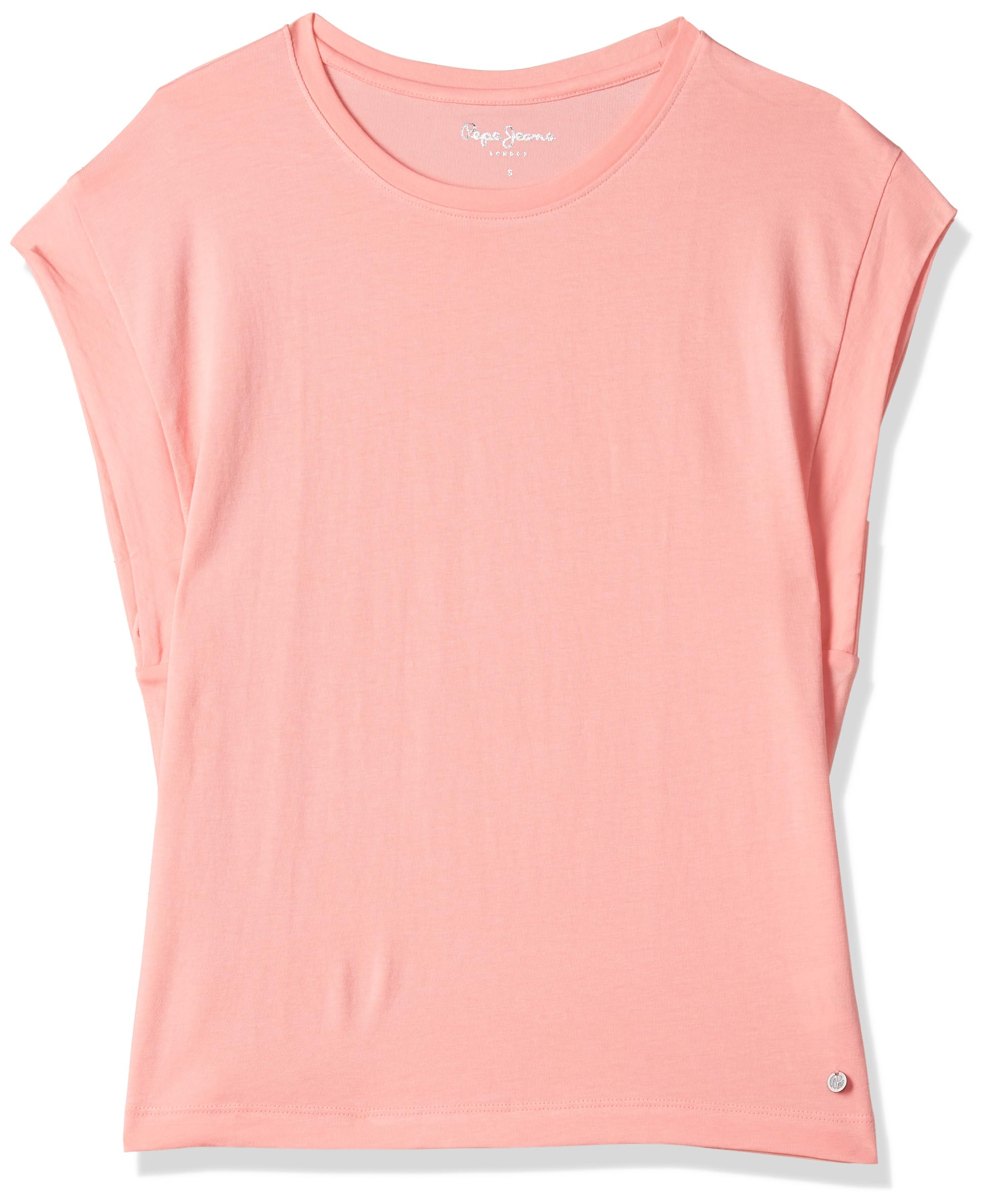Pepe Jeans Women Cotton Regular Fit Solid T-Shirts, Pink, Large