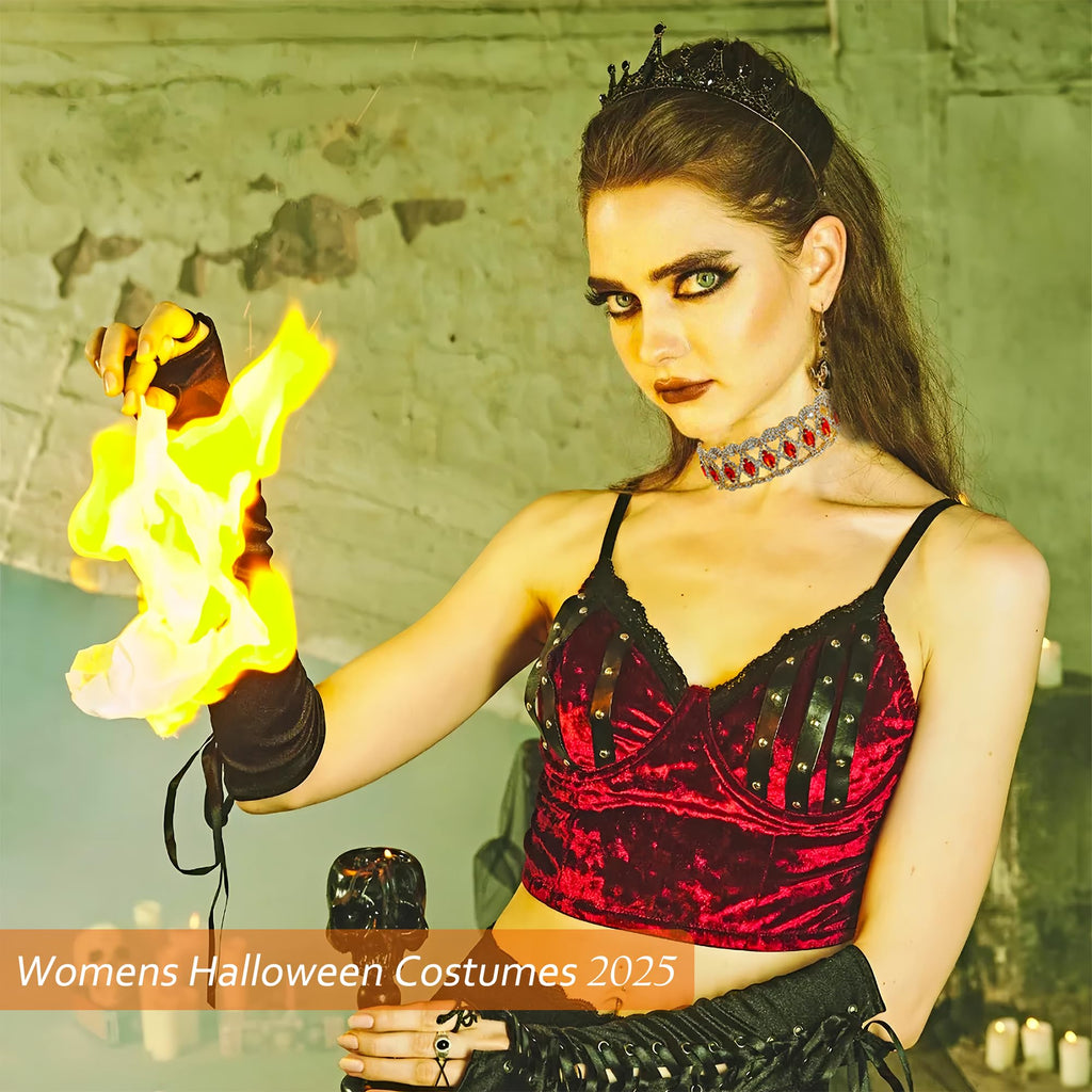 NABROJ Choker Necklace Halloween Jewelry for Women,Gold Chunky Diamond Red Rhinestone Ruby Choker Necklace Wide Necklaces Weedin