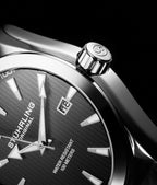 Stuhrling Original Mens Black Watch Analog Dial with Date - Stainless Steel Silver Bracelet, 3953 Mens Watches Collection