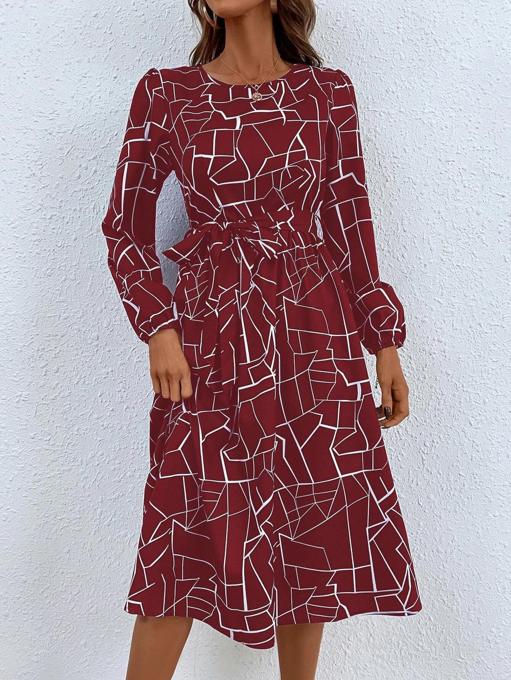 Kotty WomenS Fit And Flare Maroon, White Dress