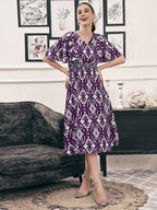Selvia Western Dress For Women | Printed Crepe Western Dress For Women | Fit & Flare Dress For Women | One Piece Dress For Women
