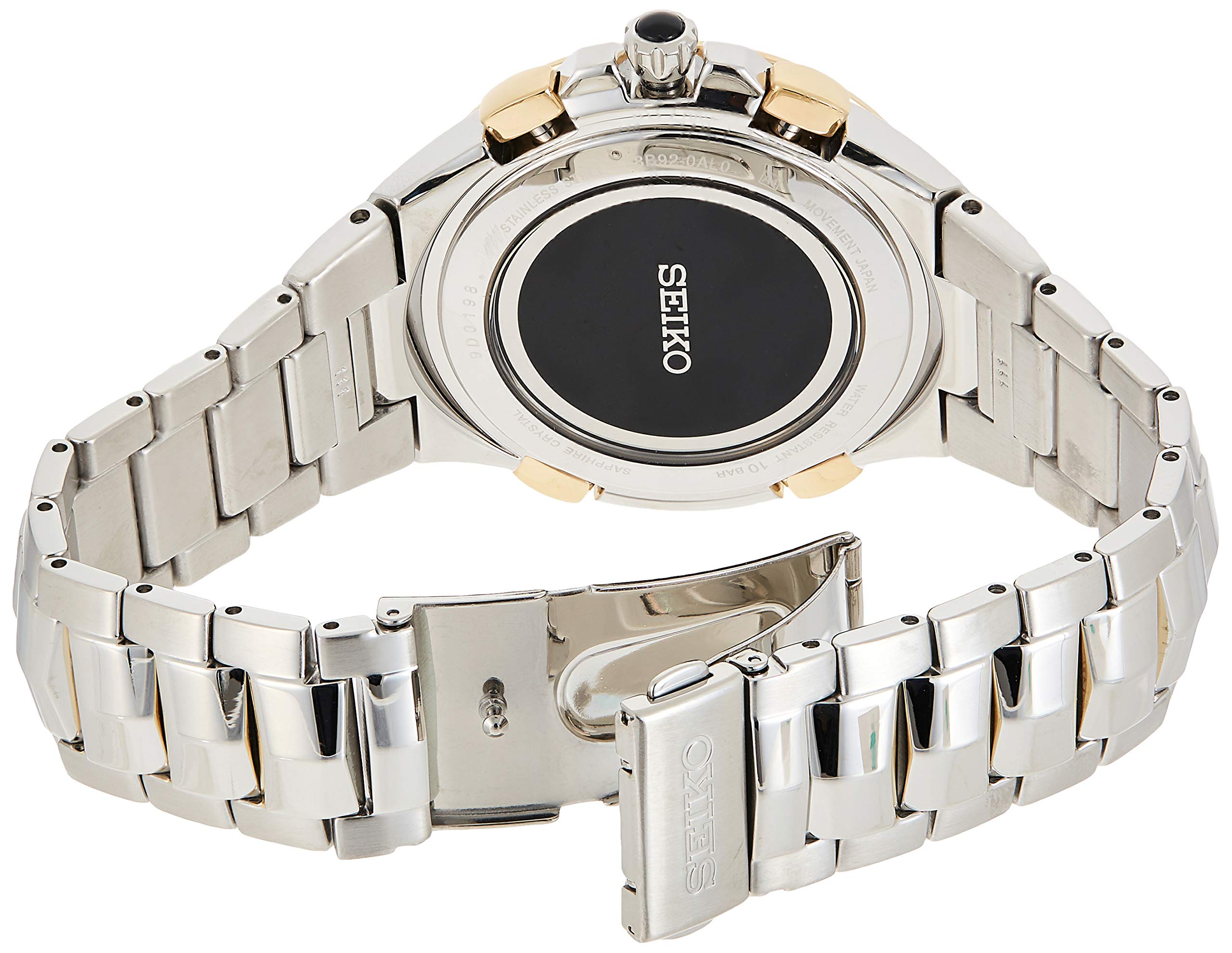 SEIKO Solar Chronograph Watch - Coutura Collection, Two-Tone Steel, Black Dial, Lumibrite Hands & Markers, Date Calendar