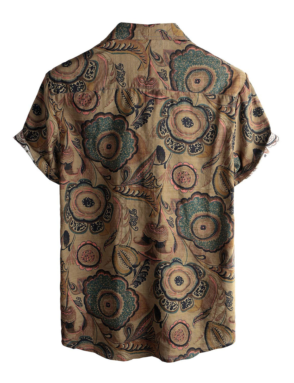 VATPAVE Mens Casual Hawaiian Shirts Short Sleeve Button Down Beach Shirts Tropical Floral Shirts Medium Brown